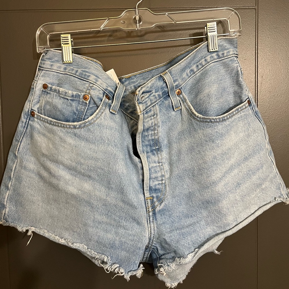 Levi Women’s W31 Jean Shorts - Button Enclosure & Raw Hem Style